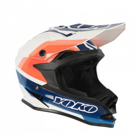 Motokrosová helma YOKO SCRAMBLE white / blue / fire XL pro VOGE 500 R