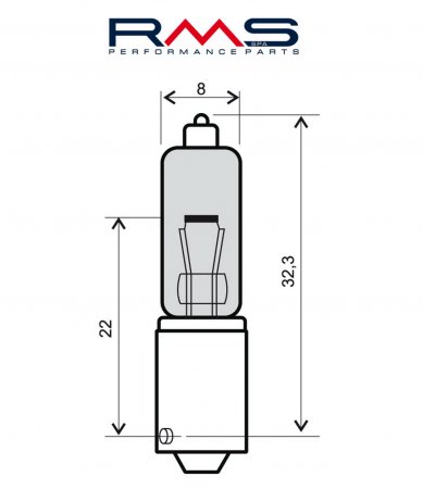 Žárovka RMS 246510015 12V 21W, 90° 10 ks bílá