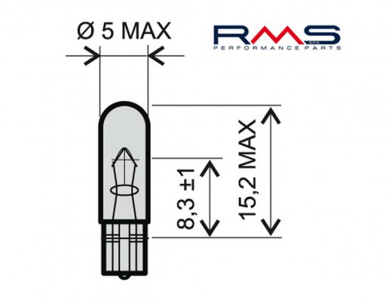 Žárovka RMS 246510275 12V 2,3W, T5 bílá