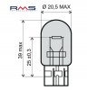 Žárovka RMS 246510385 12V 21W, T20 bílá