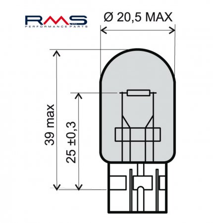 Žárovka RMS 246510445 12V 21/5W, T20 oranžová