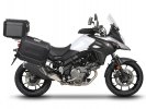 Kompletní sada černých hliníkových kufrů SHAD TERRA BLACK , 48L topcase 47L/47L boční kufry, včetně SHAD SUZUKI DL 650 V-Strom