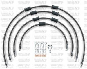 STANDARD Hadice přední brzdy sada Venhill HON-10035F-CB POWERHOSEPLUS (4 hadice v sadě) karbonové hadice, chromové koncovky