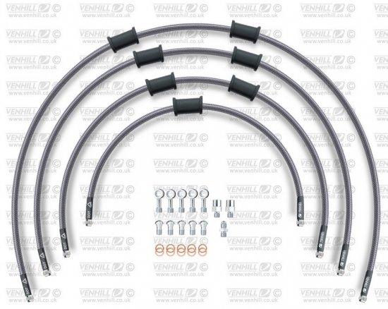 STANDARD Hadice přední brzdy sada Venhill HON-10035F POWERHOSEPLUS (4 hadice v sadě) Průhledné hadice, chromové koncovky