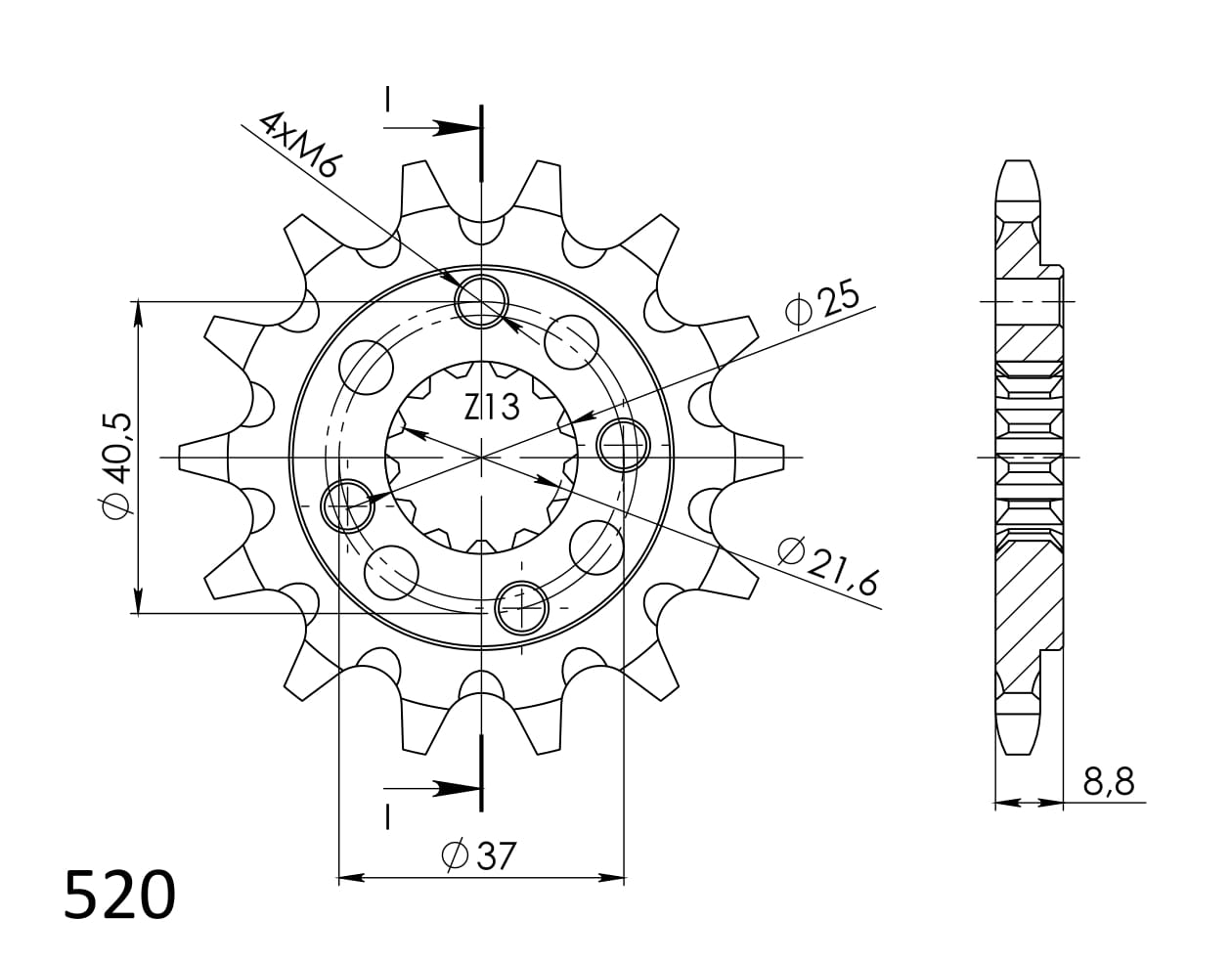 Řetězové kolečko SUPERSPROX CST-1309:13 13 zubů, 520