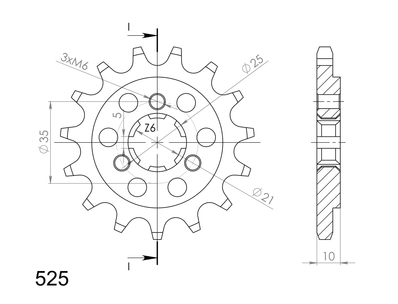 Řetězové kolečko SUPERSPROX CST-1448:15 15 zubů, 525