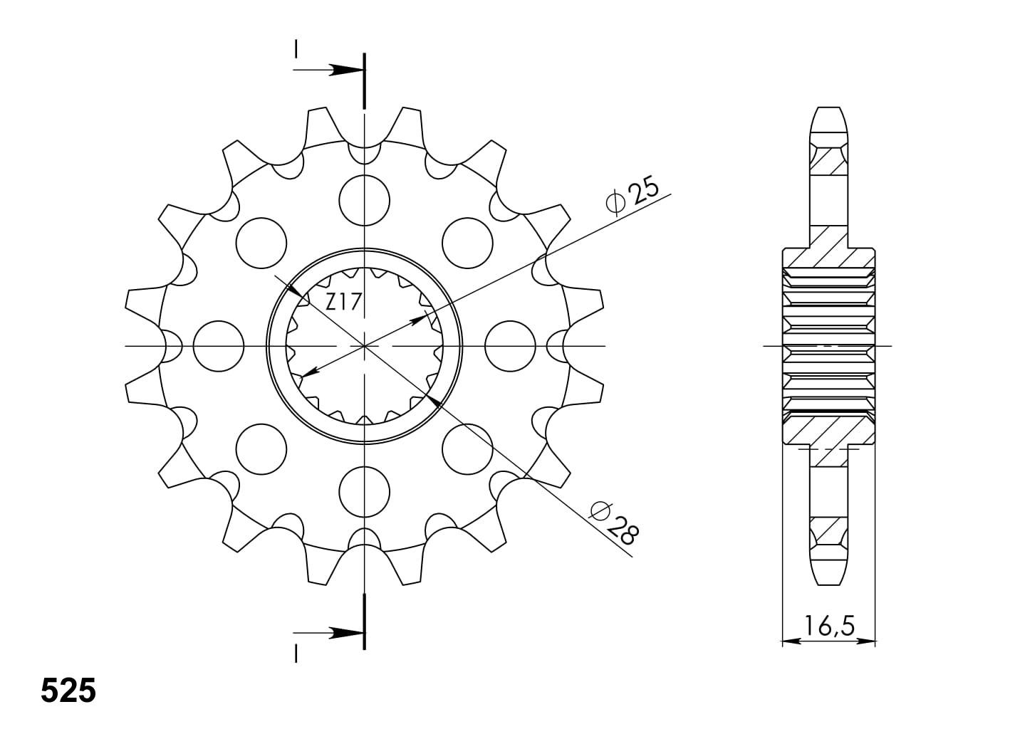 Řetězové kolečko SUPERSPROX CST-1904:17 17 zubů, 525