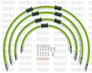 STANDARD Hadice přední brzdy sada Venhill KAW-10026F-GR POWERHOSEPLUS (4 hadice v sadě) zelené hadice, chromové koncovky