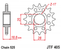 Řetězové kolečko JT JTF 405-19RB 19 zubů, 525 pogumované