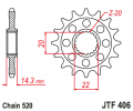 Řetězové kolečko JT JTF 406-16RB 16 zubů, 520 pogumované