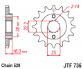 Řetězové kolečko JT JTF 736-15RB 15 zubů, 520 pogumované