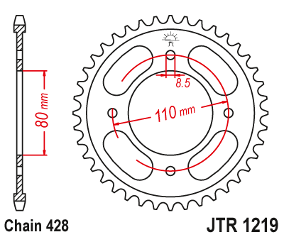 Řetězová rozeta JT JTR 1219-41 41 zubů, 428