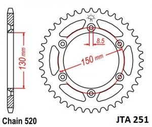 Hliníková řetězová rozeta JT 49 zubů, 520