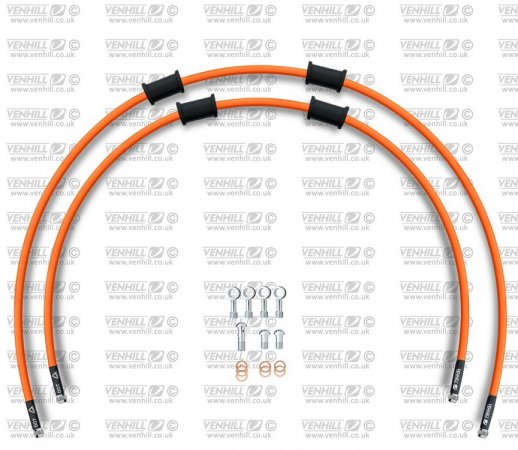 CROSSOVER Hadice přední brzdy sada Venhill HON-6015FS-OR POWERHOSEPLUS (2 hadice v sadě) oranžové hadice, nerezové koncovky