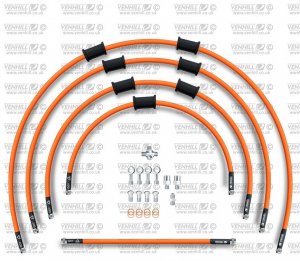 STANDARD Hadice přední brzdy sada Venhill HON-10029F-OR POWERHOSEPLUS (5hadic v sadě) oranžové hadice, chromové koncovky