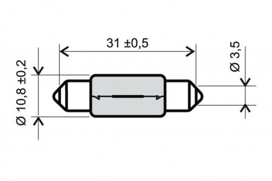 Lamp RMS 246510635 T11X35 S8,5 12V 10W