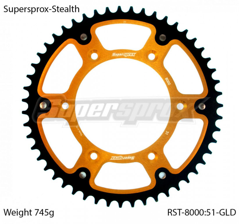 Řetězová rozeta SUPERSPROX RST-8000:51-GLD STEALTH zlatá 51 zubů, 520