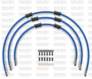 STANDARD Hadice přední brzdy sada Venhill YAM-13008FB-SB POWERHOSEPLUS (3 hadice v sadě) modré hadice, černé koncovky