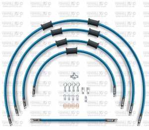 STANDARD Hadice přední brzdy sada Venhill HON-10029F-TB POWERHOSEPLUS (5hadic v sadě) průhledně modré hadice, chromové koncovky