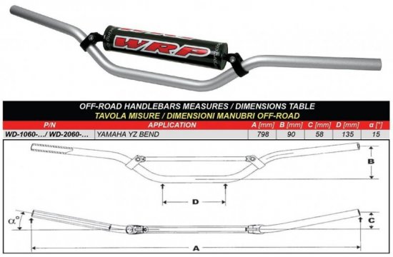 Řídítka WRP PRO-ALU YZ/YZF stříbrná