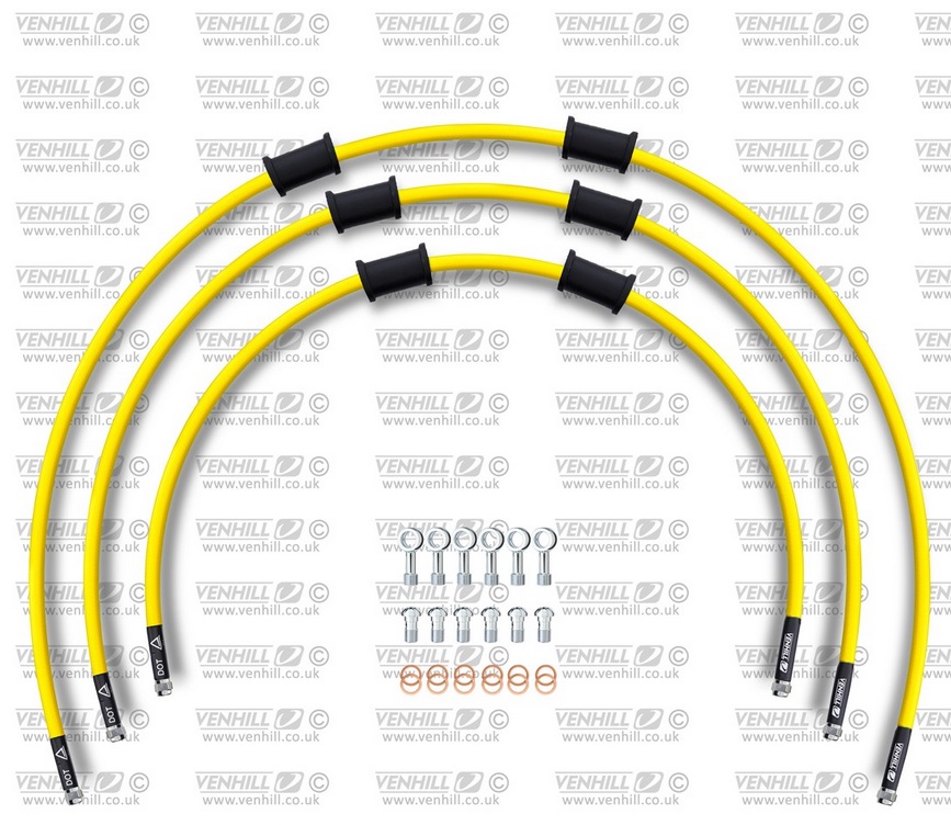 STANDARD Hadice přední brzdy sada Venhill YAM-13008F-YE POWERHOSEPLUS (3 hadice v sadě) žluté hadice, chromové koncovky